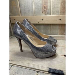 Us9 Gianni Bini Platform Super High Silver Pleaser Stiletto Heels Dancer Party